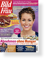 Titel Zeitschrift Bild der Frau mit Kuchen und lachender Frau